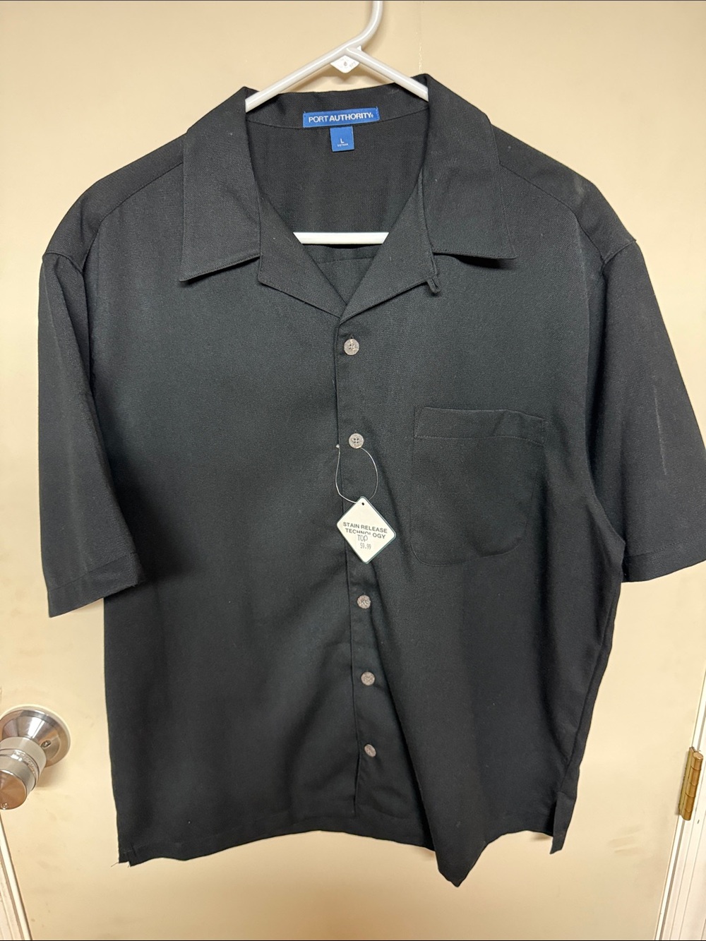Port Authority Black Short-Sleeve Camp-Collar Button-Down Shirt